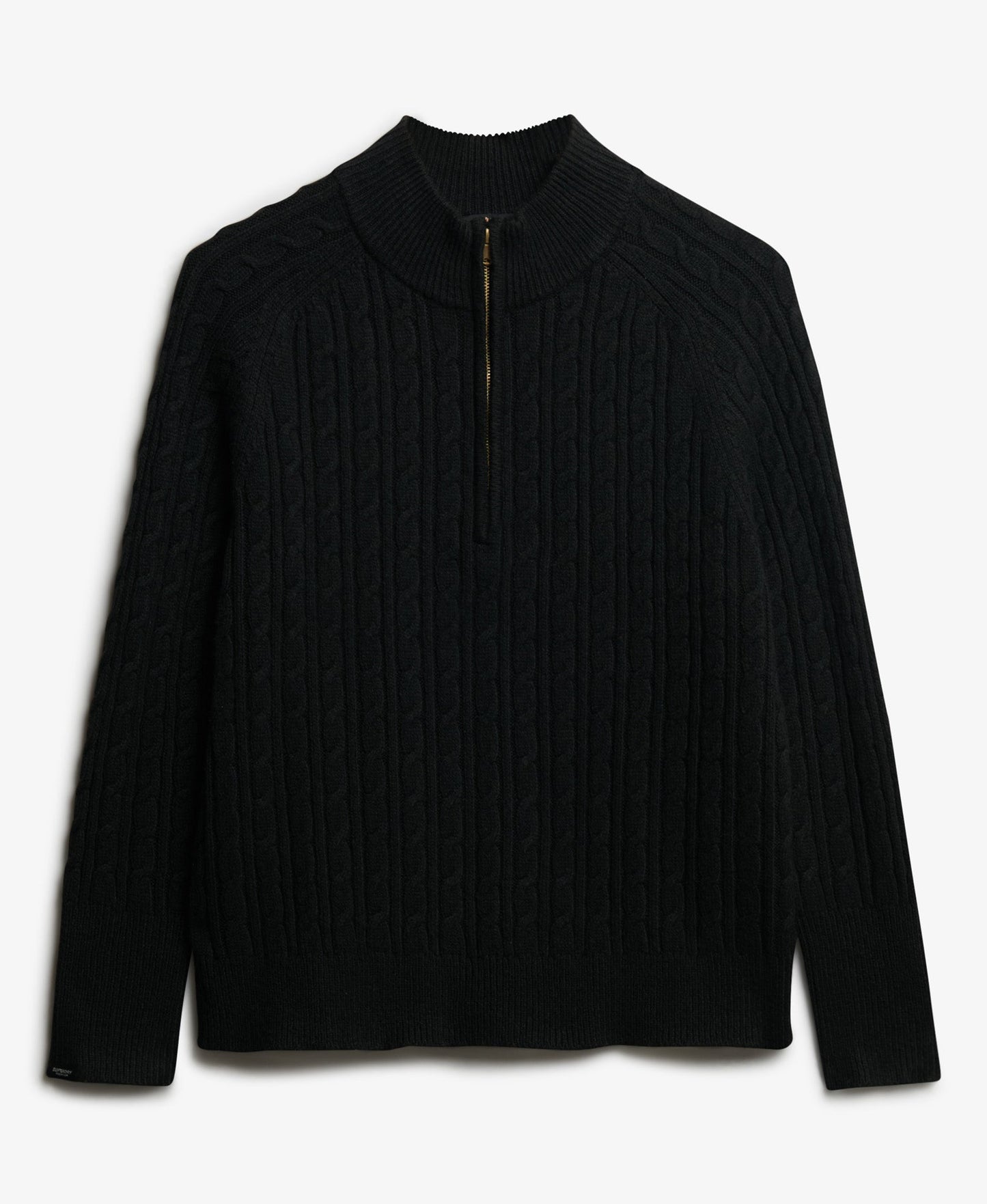 Brushed Cable Half Zip Knit | Black