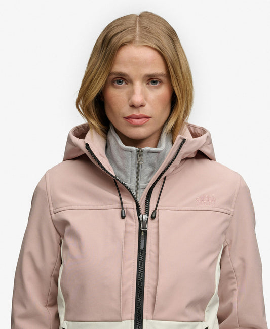 Hooded Colourblock Trekker Slim Fit Jacket | Adobe Rose/Off White