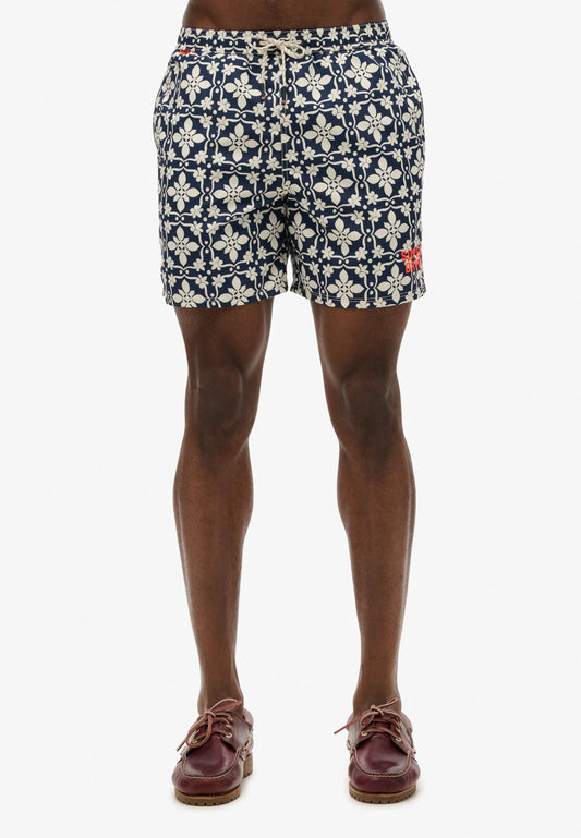Tile Print 17'' Swim Short | Navy Tala Tile