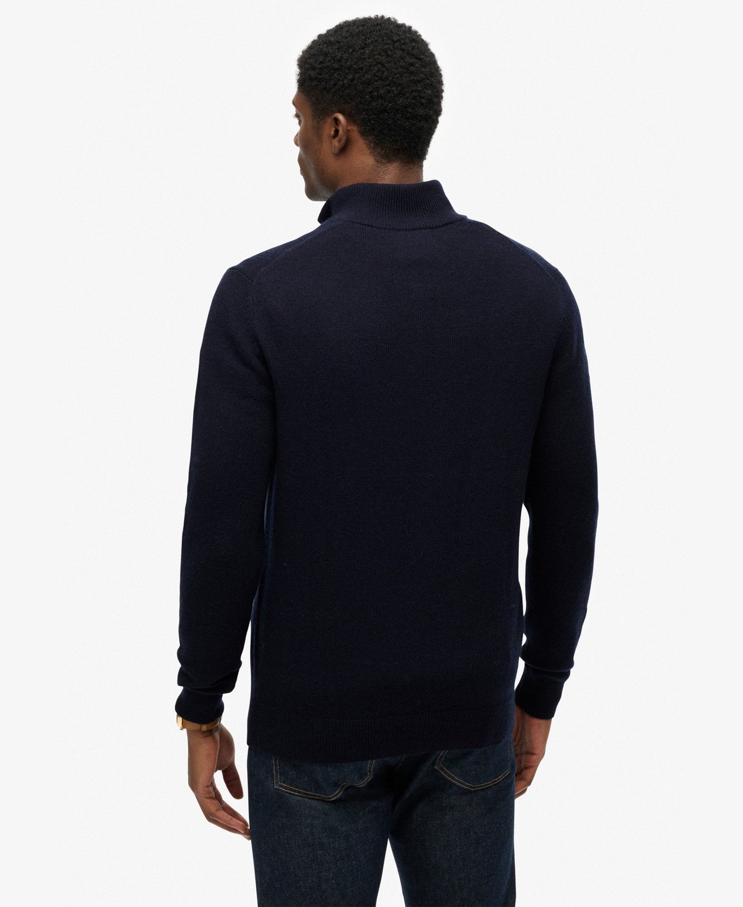 Wool Blend Half Zip Slim Fit Jumper | Charred Navy Marle