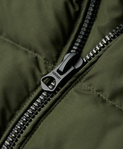 Fuji Printed Padded Slim Fit Jacket | Dark Moss Green