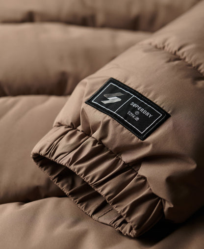 Hooded Sports Puffer Slim Fit Jacket | Fossil Brown