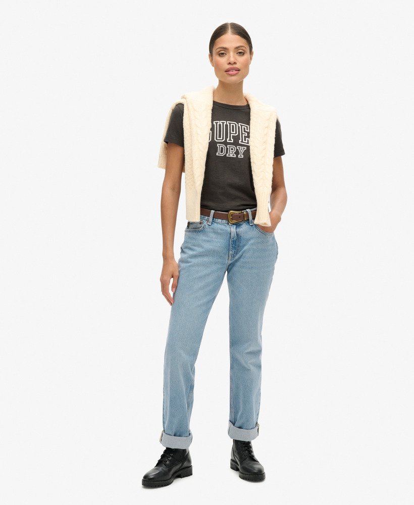 Athletic Graphic Fitted Slim Fit Tee | Bison Black Slub
