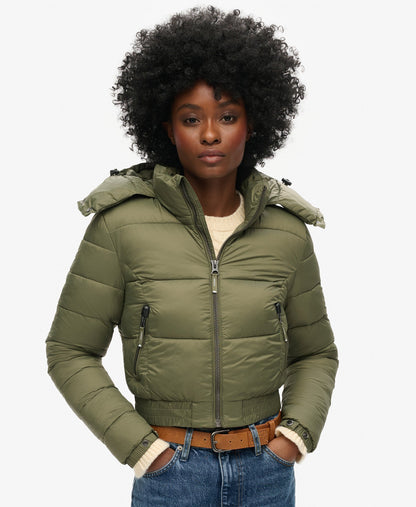 Crop Hooded Fuji | Dusty Olive Green
