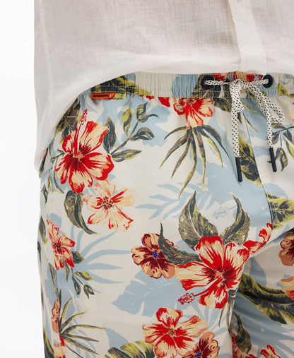 Hawaiian Print 17'' Swim Short | Aloha Shadow