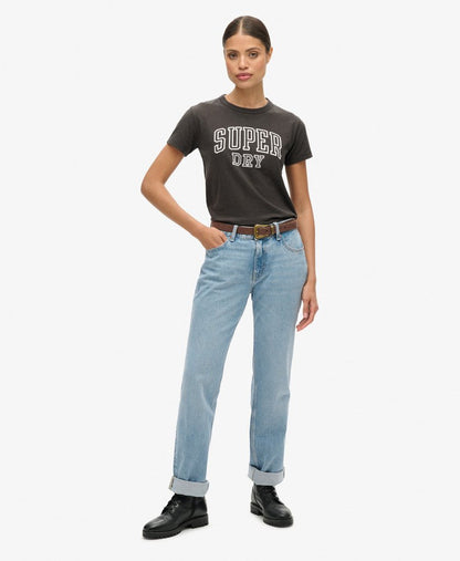 Athletic Graphic Fitted Slim Fit Tee | Bison Black Slub