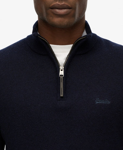 Wool Blend Half Zip Slim Fit Jumper | Charred Navy Marle